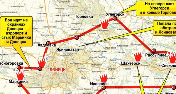 Кольцо вокруг Донецка: горячие точки