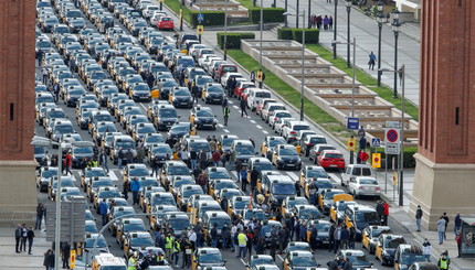 В Барселоне таксисты протестуют против Uber