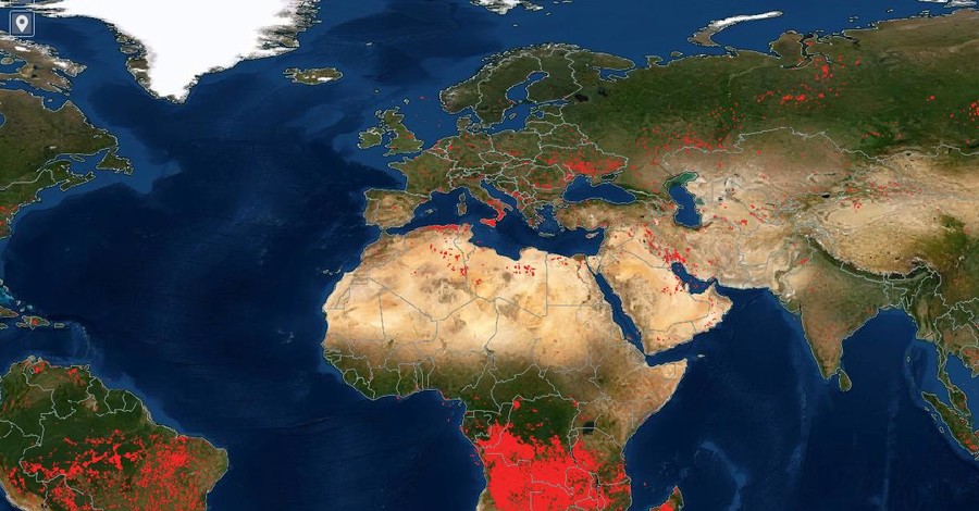 NASA опубликовало карту пожаров на Земле: огня нет только в Антарктиде