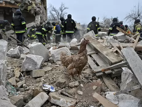 В Запорожье после удара РФ из-под завалов спасли курицу